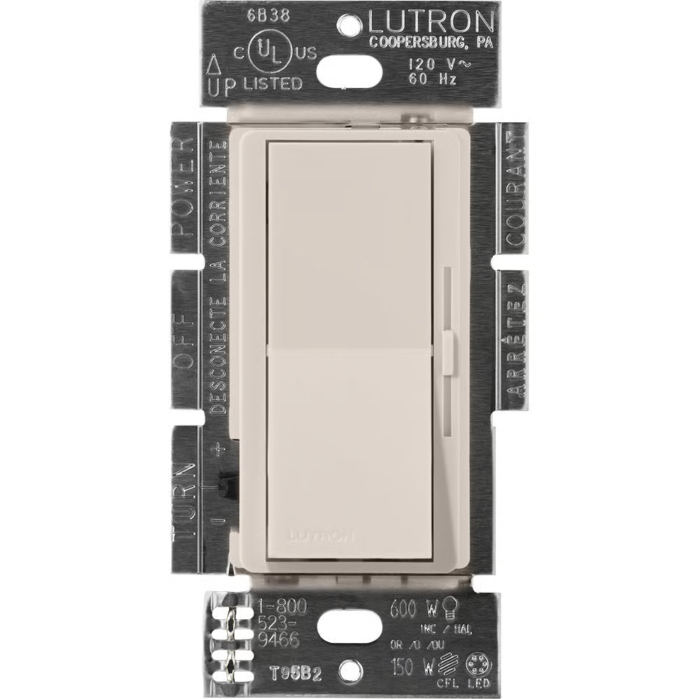 Lutron DVSCF-103P-TP Diva 3 Wire Dimmer 1000W 8A 120V Taupe Single Pole 3 Way