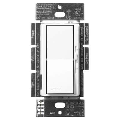 Lutron DVSCFSQ-LF-BW Diva Quiet Single Pole 3-Speed Fan Control and Light Switch - Finish: Brilliant White