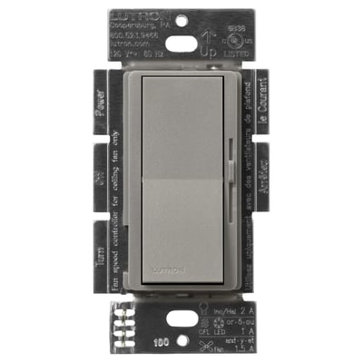 Lutron DVSCFSQ-LF-CS Diva Quiet Single Pole 3-Speed Fan Control and Light Switch - Finish: Cobblestone