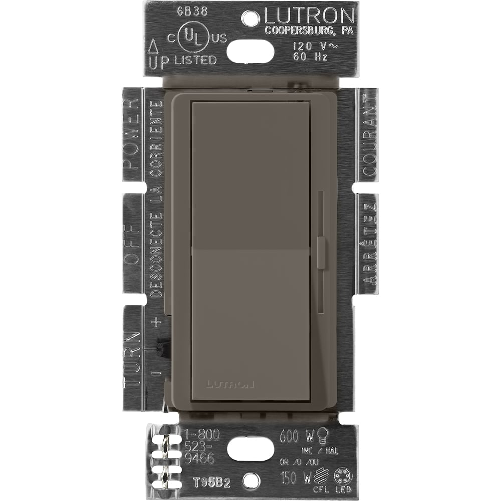 Lutron DVSCLV-603P-TF Diva Magnetic Low-Voltage 3-Way Dimmer With Night Light - 450W Max - Finish: Truffle