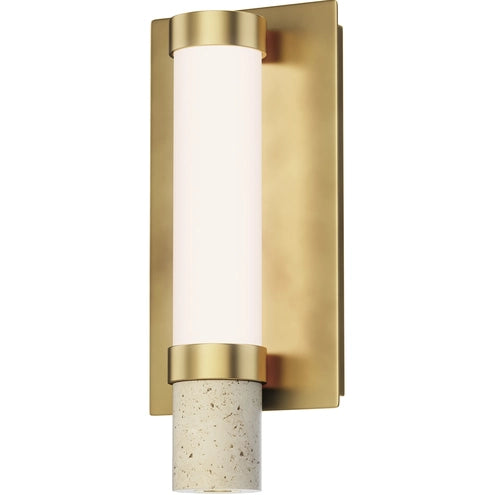 ET2 Contemporary Lighting E11050-01TVGLD 5.5" Travertine LED Wall Sconce Light - CCT: 3000K - Finish: Gold