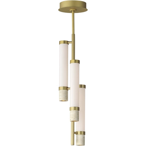 ET2 Contemporary Lighting E11053-01TVGLD 7.75 Inch Travertine Multi-Light Pendant Ceiling Light - CCT: 3000K - Finish: Gold