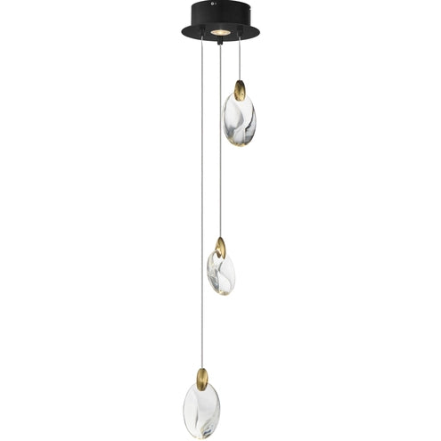 ET2 Contemporary Lighting E11073-122BKPG 8 Inch Pebble Multi-Light Pendant Ceiling Light - CCT: 3000K/3500K - Finish: Black and Polished Gold