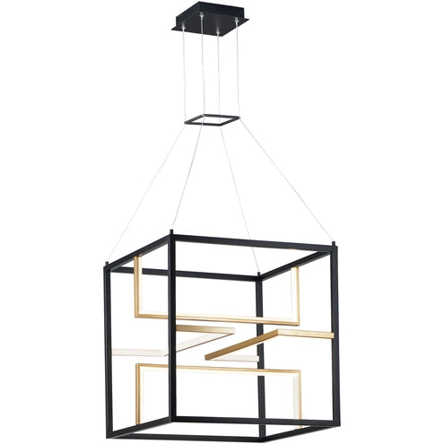 ET2 Contemporary Lighting E21226-BKGLD 23.7" Chamber LED Pendant Ceiling Light - Finish: Black