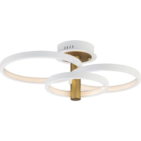 ET2 Contemporary Lighting E24323-WTGLD 16" Hoopla Led Semi-Flush Mount Ceiling Light - Finish: White and Gold