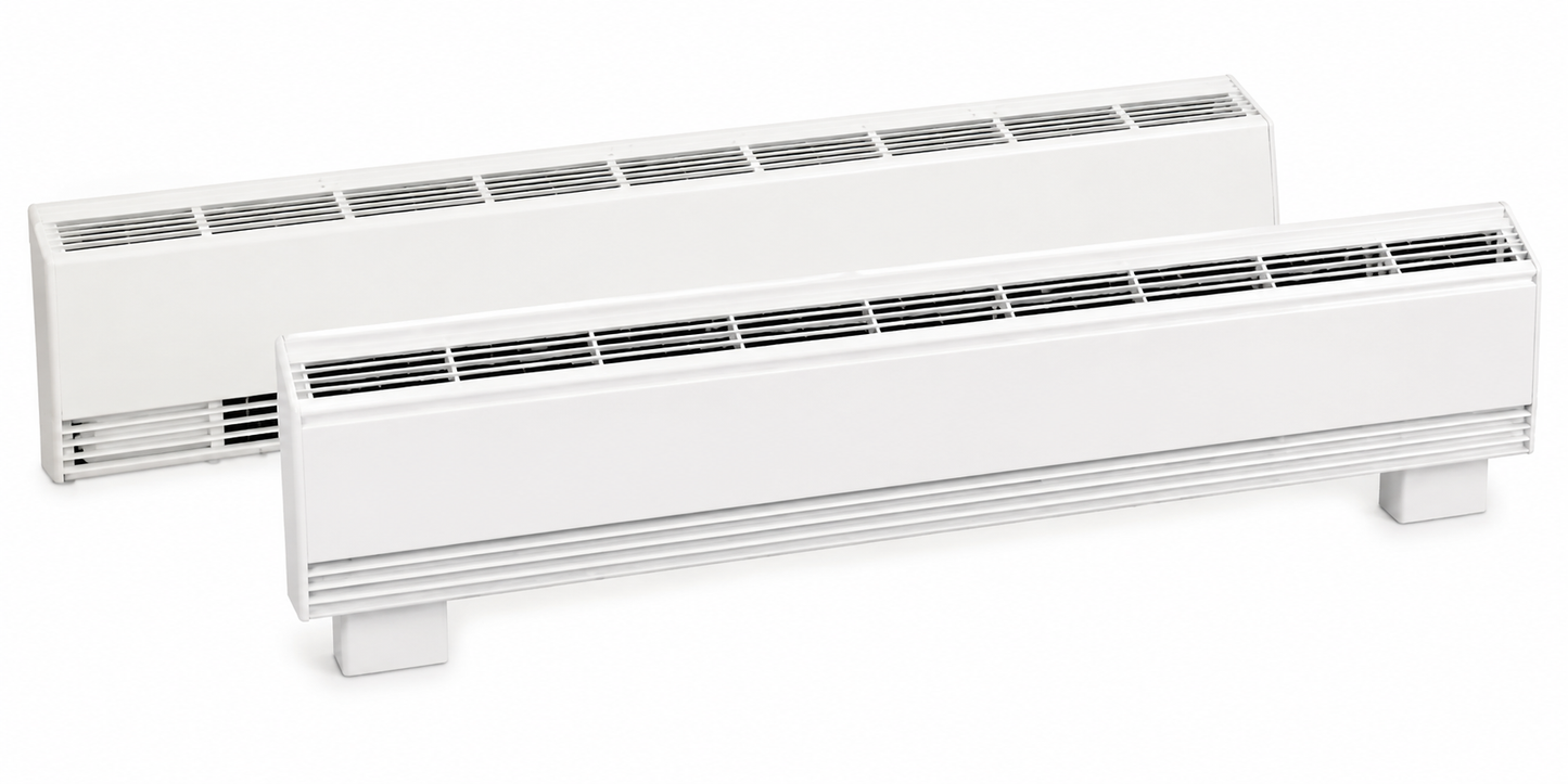 Ouellet ODI1502BL 67" Aluminum Sloped Top Draft Barrier Electric Baseboard Heater - Voltage: 120V - Wattage: 1500W - Finish: White