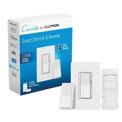 Lutron DVRF-PKG1D-WH Caseta Starter Kit - Diva Smart Dimmer + Pico Paddle, White