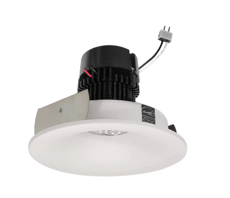 NORA Lighting NPRLV-4RNBCDXMPW 4" Pearl Low Voltage LED Round Bullnose Retrofit, Lumens 950lm, Wattage 11W, Color Temperature Comfort Dim, Matte Powder White Finish