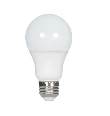 SATCO S28557 LED A19 Bulb, 40W Inc. Retrofit, E26, Wattage 5.5W, Lumens 450 lm, Color Temperature 2700K 4-pack