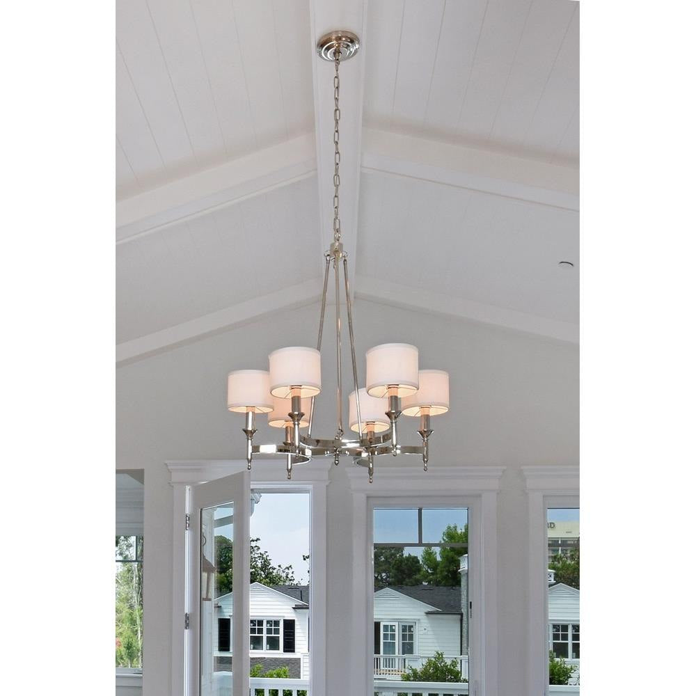 Maxim Lighting 22376OMNAB Fairmont 6 Light Chandelier in Polished Nickel Finish Installed in Home