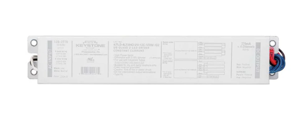 Keystone KTLD-4LT5HO-UV-12C-VDIM /G2 LED Driver For External Drive Type C LED Tubes Runs 3 Or 4 Of The KT-LED12T5HO-24G-8XX-E /G2 Lamps, Voltage 120-277V Input 0-10V