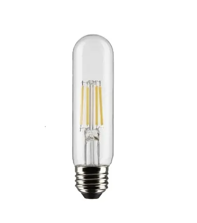 Satco S21344 LED T10 Bulb, Dimmable, E26, Wattage 5.5W, Lumens 450 lm, Voltage 120V, Color Temperature 2700K, Clear