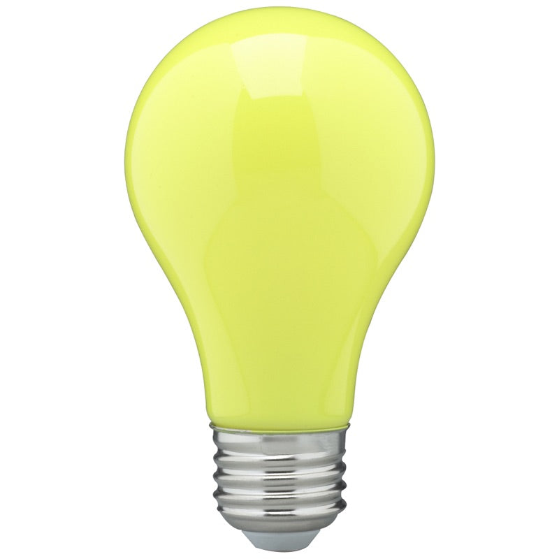 SATCO S14987 A19 LED Lamp, Ceramic Yellow, E26, 360° Beam Angle, Wattage 8W, Voltage 120V