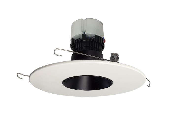 Nora Lighting NPR-56RNDC30XBW 5"/6" Pearl LED Round Retrofit Reflector, Black Reflector / White Flange, Lumens 1200lm, Wattage 12W, Color Temperature 3000K