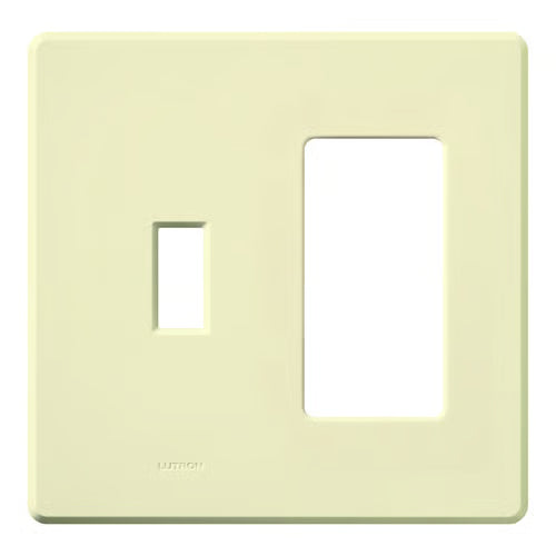 Lutron FG-2-TD-AL Fassada 2-Gang 1 Traditional/1 Designer Wall Plate - Color:  Almond - Finish: Gloss