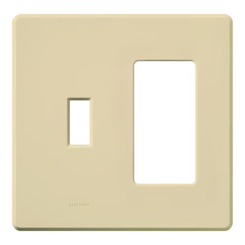 Lutron FG-2-TD-IV Fassada 2-Gang 1 Traditional/1 Designer Wall Plate - Color:  Ivory - Finish: Gloss