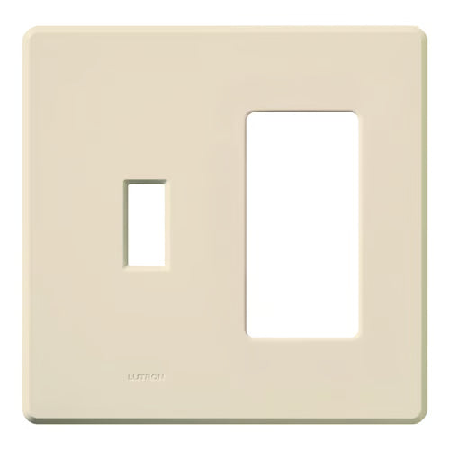 Lutron FG-2-TD-LA Fassada 2-Gang 1 Traditional/1 Designer Wall Plate - Color:  Light Almond - Finish: Gloss
