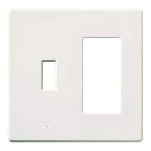 Lutron FG-2-TD-WH Fassada 2-Gang 1 Traditional/1 Designer Wall Plate - Color:  White - Finish: Gloss