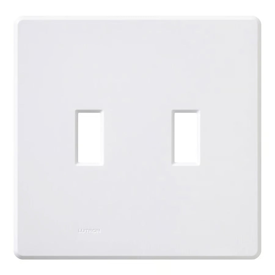 Lutron FG-2-WH Fassada 2 Gang Wall Plate for Traditional Style Dimmers or Switches - Color:  White - Finish: Gloss
