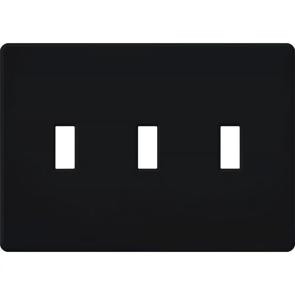 Lutron FG-3-BL Fassada 3 Gang Wall Plate for Traditional Style Dimmers or Switches - Color: Black - Finish: Gloss