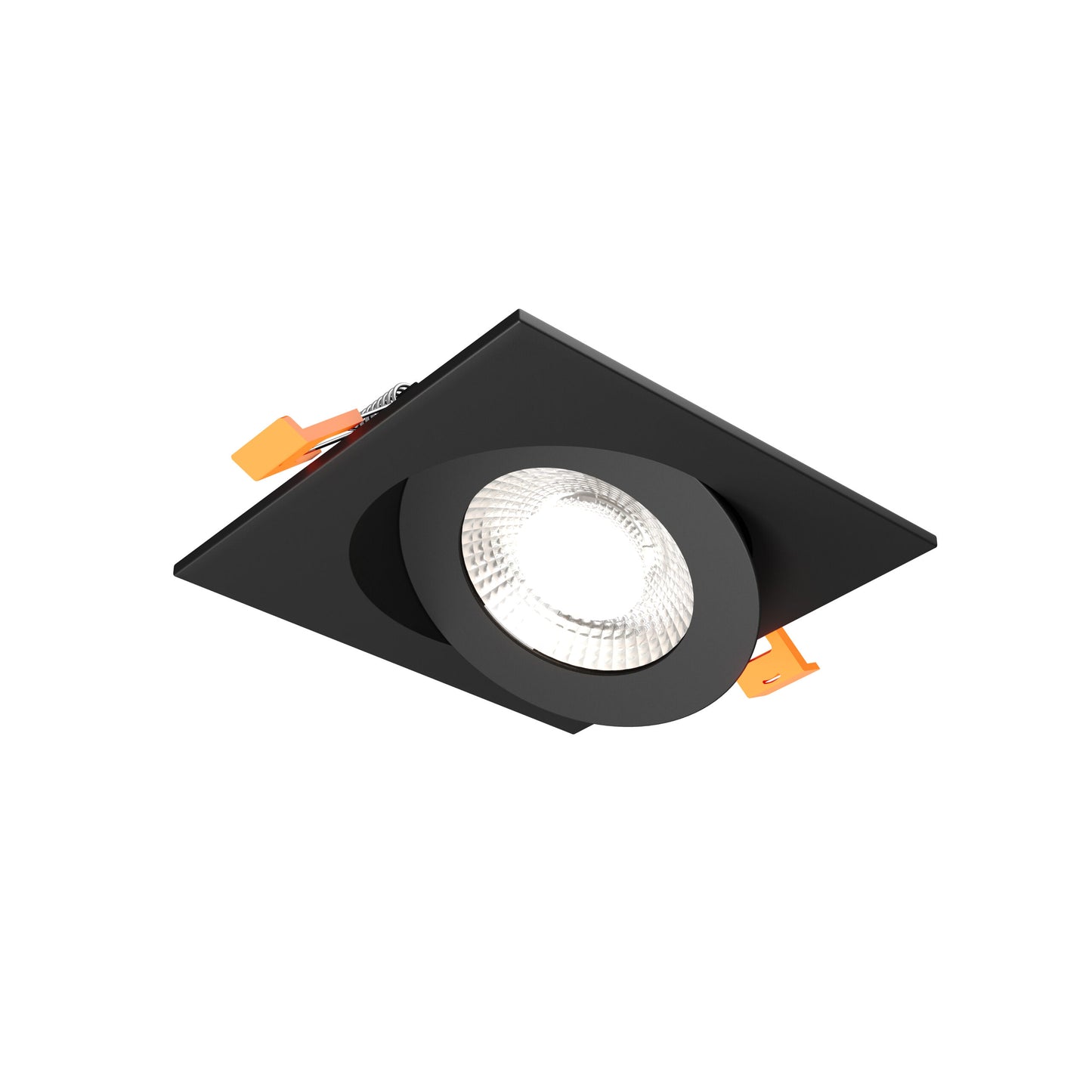 DALS Lighting FGM4SQ-CDW-BK 4″ Flat Square Gimbal Recessed Downlight - 120V - CCT: 5CCT + 3000K – 2200K - Finish: Black