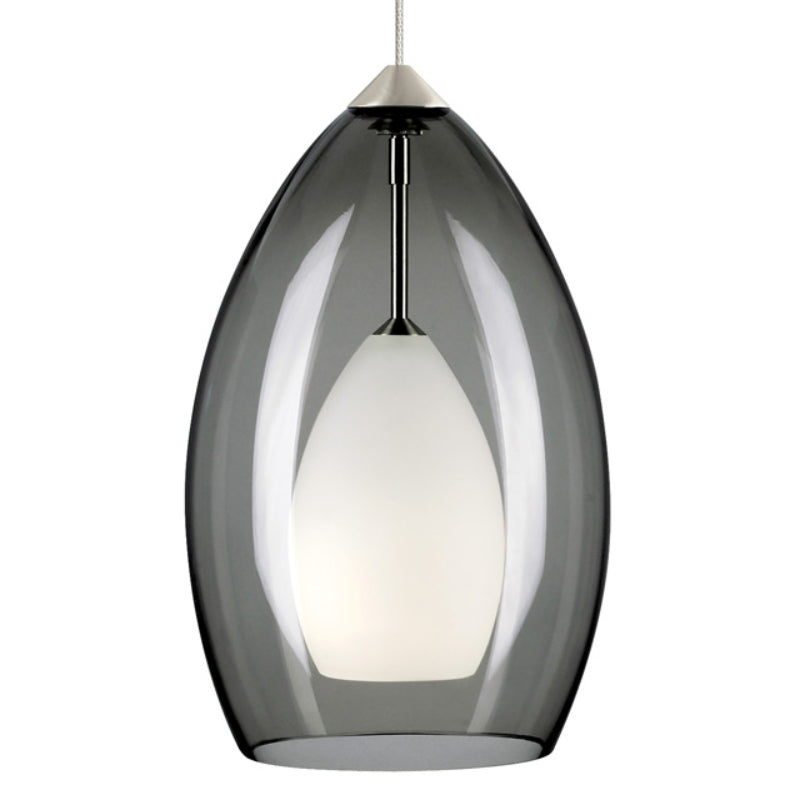 Visual Comfort Architectural 700MOFIRKS Fire Monorail Pendant - Satin Nickel Finish - Smoke Shade - 12V - Includes 35W Lamp