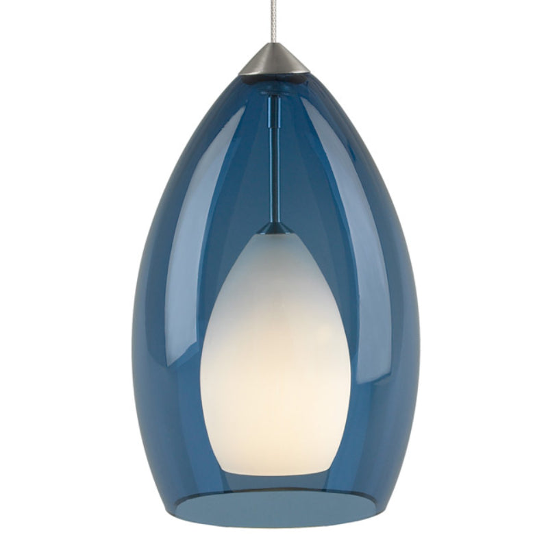 Visual Comfort Architectural 700MPFIRUZ Fire Monopoint Pendant - Antique Bronze Finish - Steel Blue Shade - 12V - Includes 35W Lamp