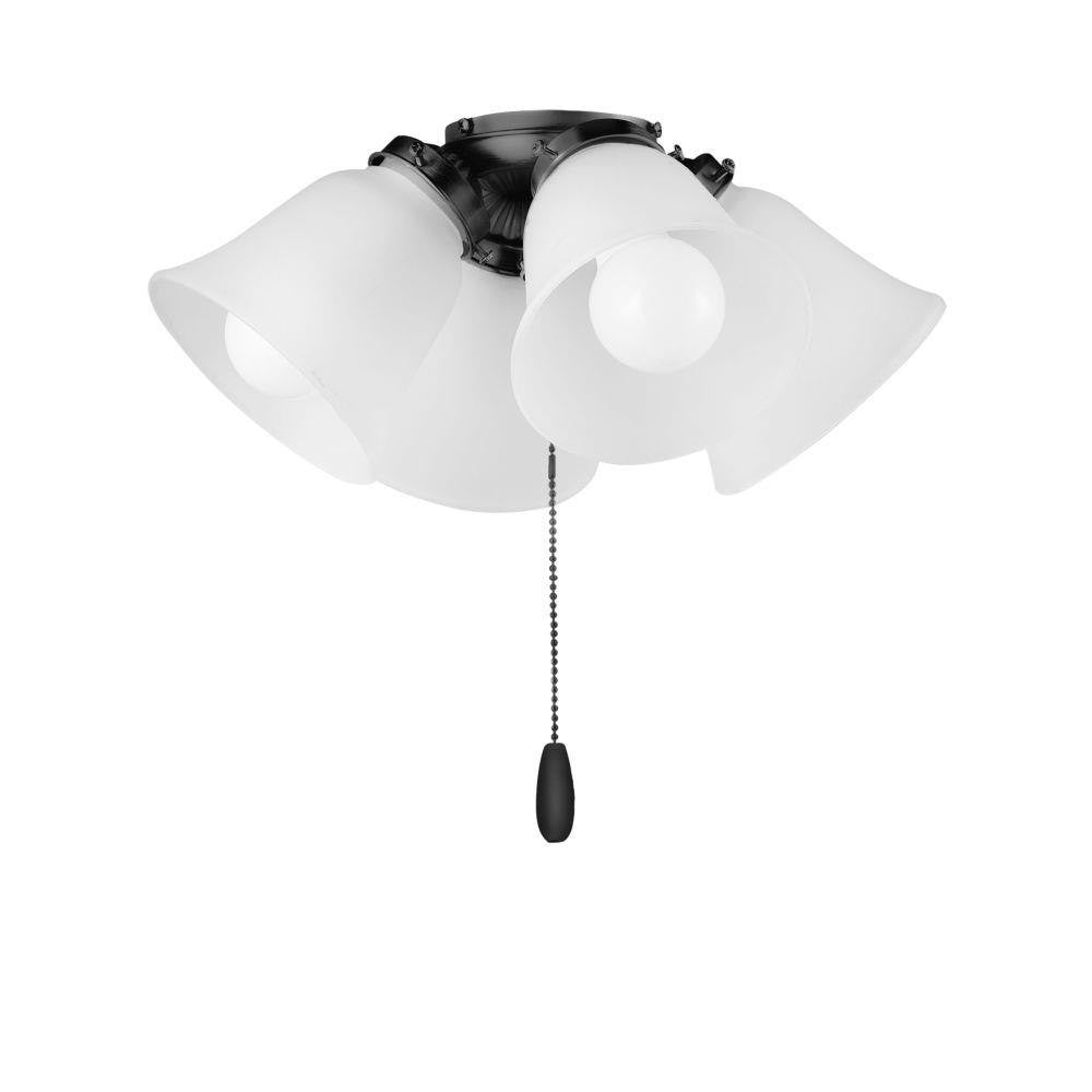 Maxim Lighting FKT210FTBK Accessory 4 Light 15 inch Black Ceiling Fan Light Kit with Frosted Glass Shades