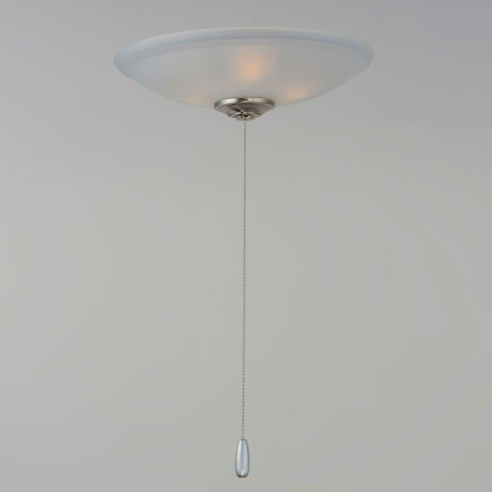 Maxim Lighting FKT213FTSN Basic Max 3 Light Satin Nickel Ceiling Fan Light Kit with pull chain, installed view