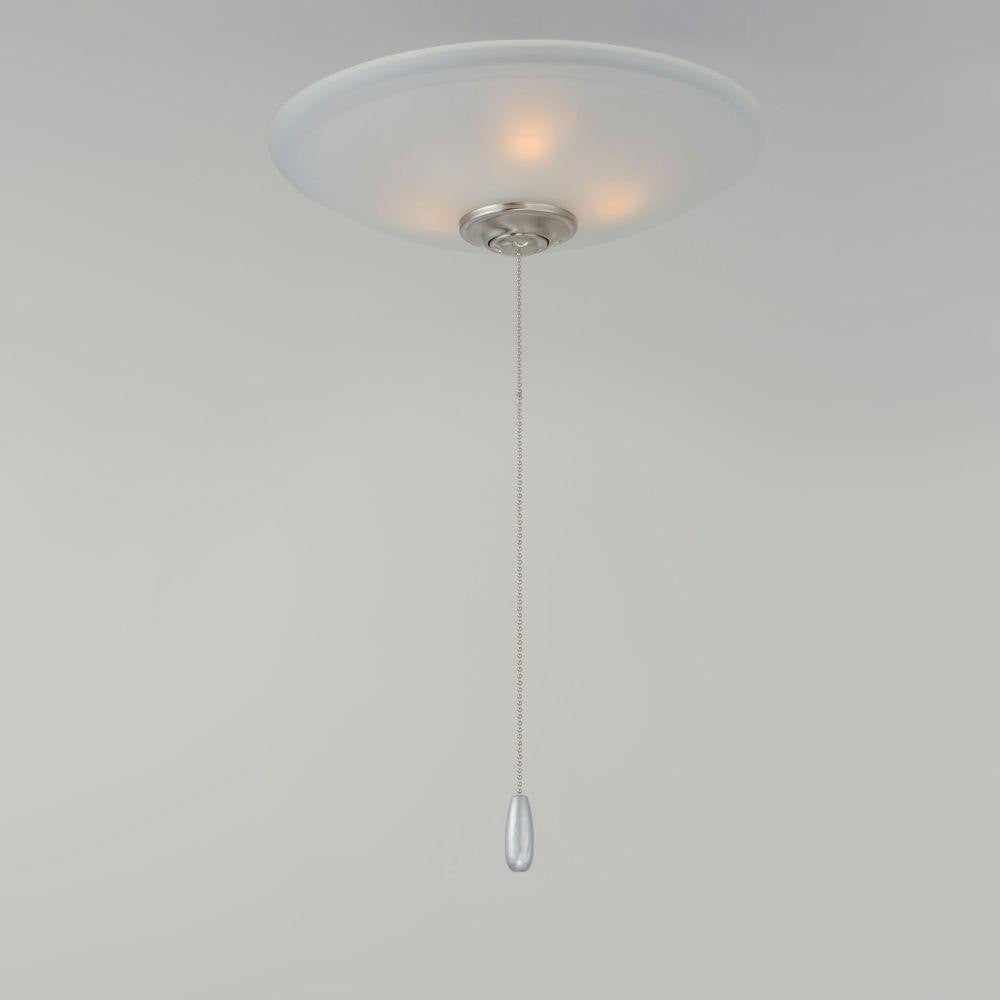 Maxim Lighting FKT213FTSN Basic Max 3 Light Satin Nickel Ceiling Fan Light Kit with pull chain, lit installed view