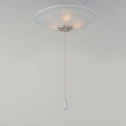 Maxim Lighting FKT213FTSN Basic Max 3 Light Satin Nickel Ceiling Fan Light Kit with pull chain, lit installed view