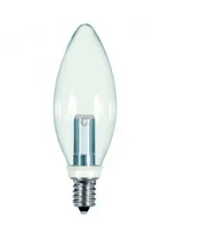 SATCO S9152 LED BA9 Bulb, E12 Candelabra Base, Wattage 1W, Lumens 25 lm, Voltage 120V, Color Temperature 2700K, Clear