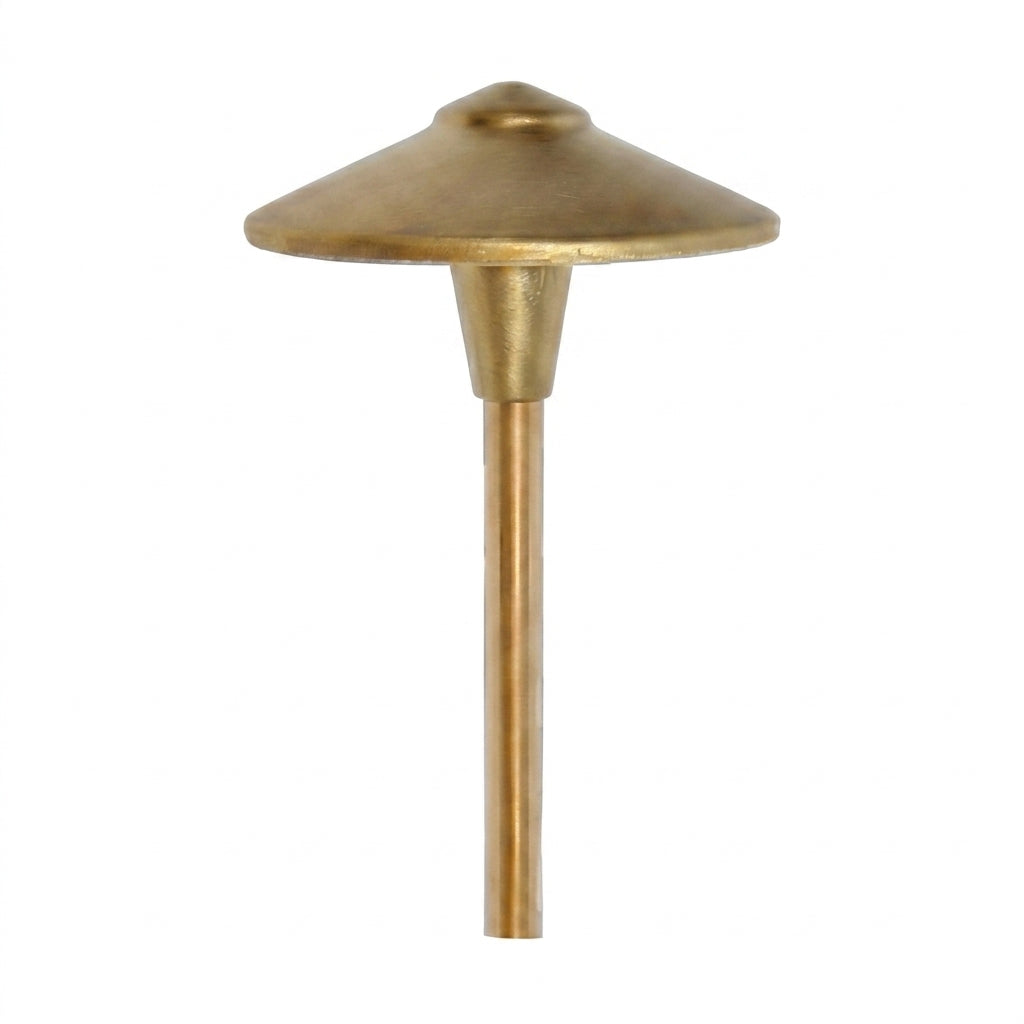 Focus Industries AL04NLBAV Cast Brass China Hat Area Light - Hat Size: 7.5 inch - No Lamp - Finish: Acid Verde Brass