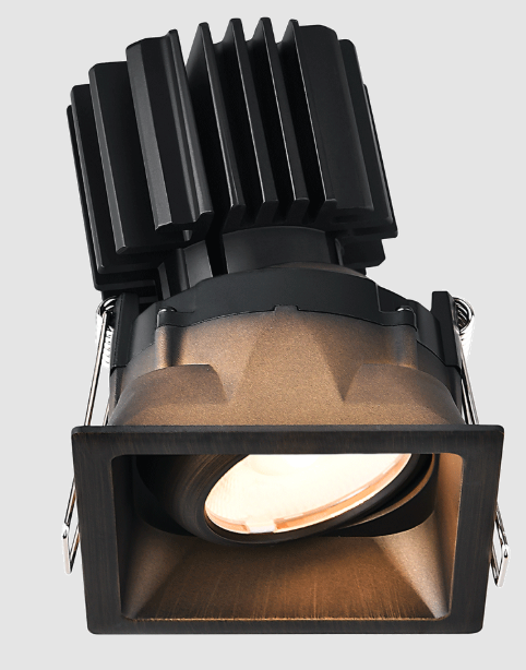 Lotus LED Lights L3G-SRT-BR-RF50-1895 Tangra 3″ Gimbal Square Recessed Thin Bronze Trim, Reflector Frosted Glass, Beam Angle 50°, Color Temperature DTW 30K to 18K, CRI95