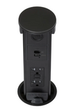 Lew Electric PUR20GACBTD-BK Round Kitchen Pop Up GFCI, Speaker, USB-A/C Charging, Black