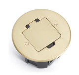 Lew Electric RB-OB Single Receptacle Floor Box With Round Brass Cover, Flip Lid Opening