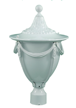 Dabmar Lighting GM480-L6-60K-W Cast Aluminum Post Top Light Fixture E26 LED, Voltage 120V, Color Temperature 6000K, White Finish