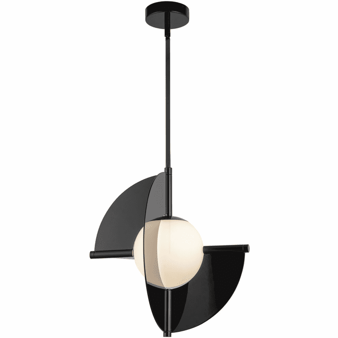 Kuzco Lighting PD65116-GBK/OP-UNV Scorpio LED 16 inch Glossy Opal Glass Pendant Ceiling Light Glossy Black Finish