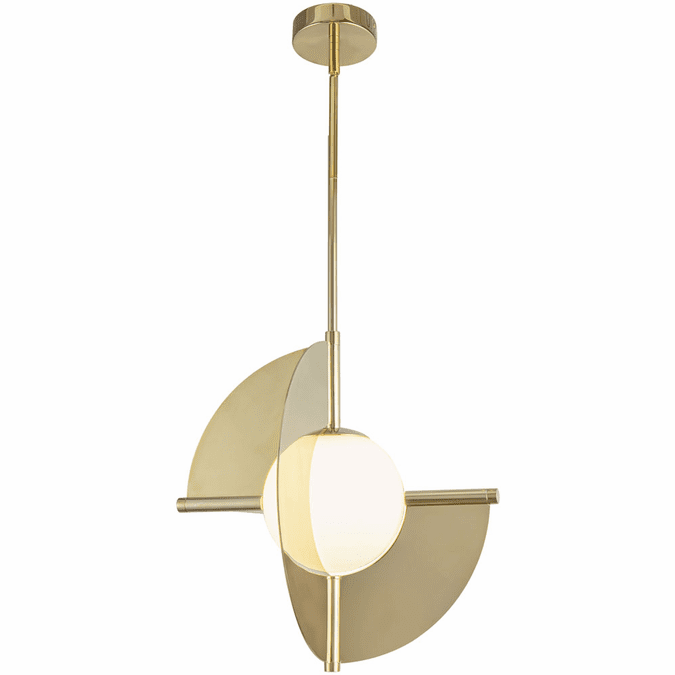 Kuzco Lighting PD65116-MRB/OP-UNV Scorpio LED 16 inch Glossy Opal Glass Pendant Ceiling Light Metallic Brass Finish