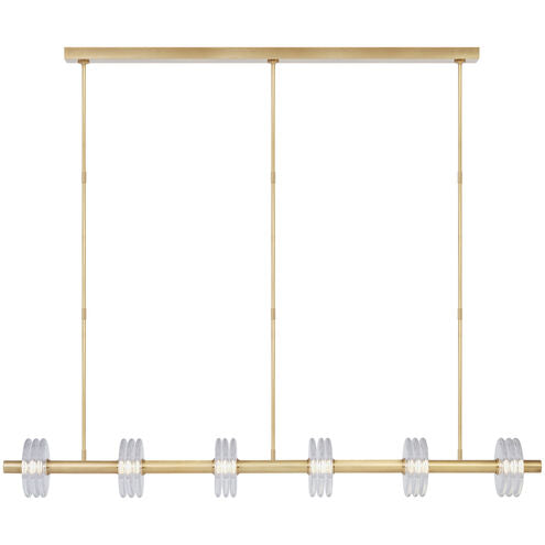 Visual Comfort Architectural KWLS30327CNB Modern Kelly Wearstler Laurel 6 Light 72 inch Natural Brass Linear Chandelier Ceiling Light - 120V