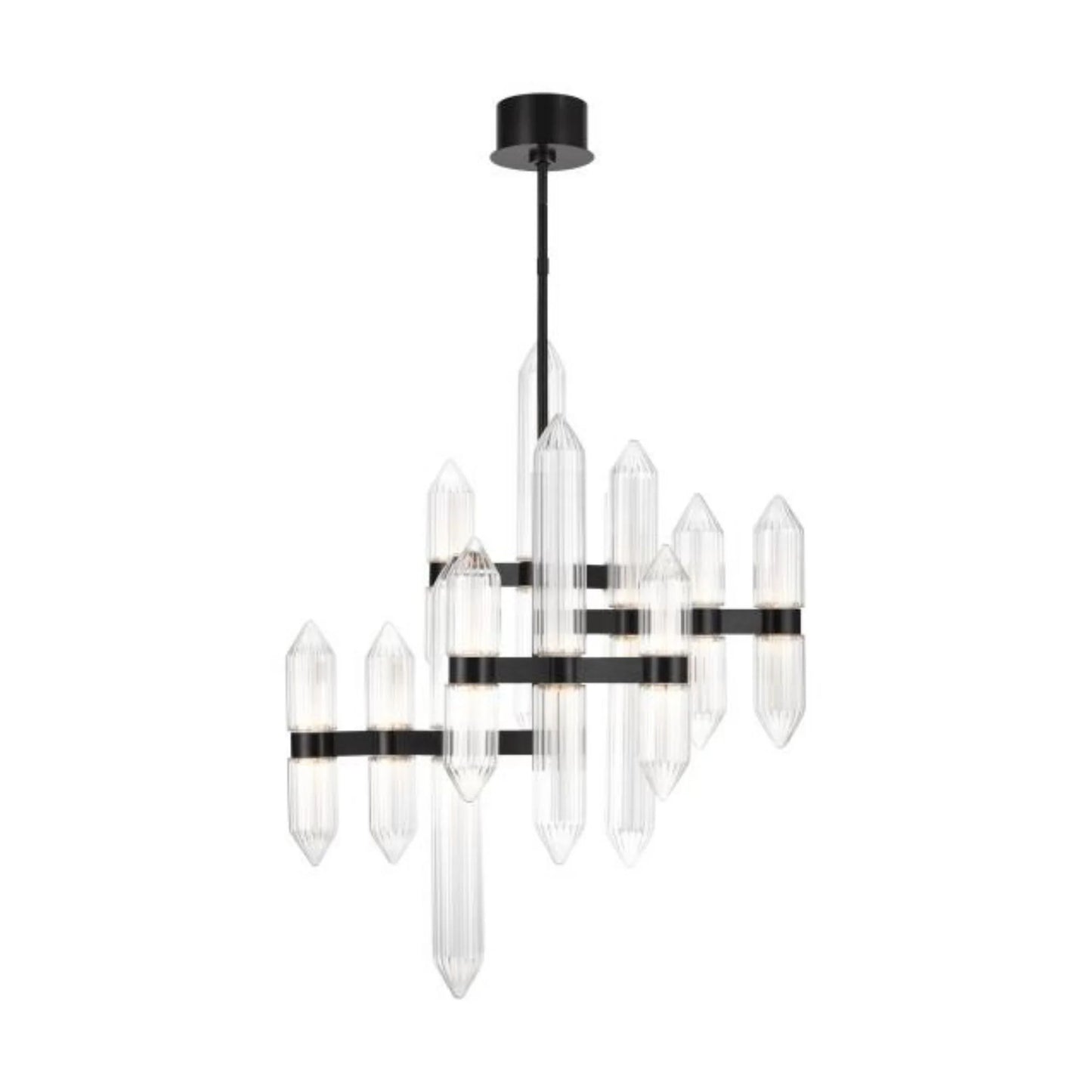 Visual Comfort Architectural 700LGSN31PZ-LED927 Langston LED Plated Dark Bronze Chandelier, 2700K Integrated LED, Dimmable