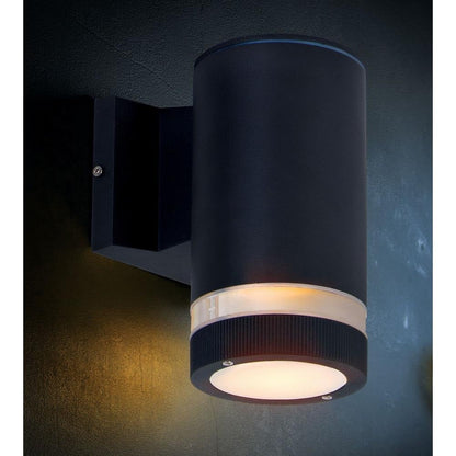 Maxim Lighting 6101AL Lightray Outdoor Wall Sconce installed and illuminated on exterior wall