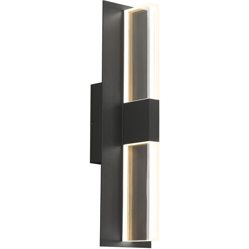 Visual Comfort Modern Collection 700OWLYT82718CBUNVSLFSP Sean Lavin Lyft 18.5 Inch Black Outdoor LED Clear Glass Wall Light In-Line Fuse, Surge Protection 9.9W 2700K