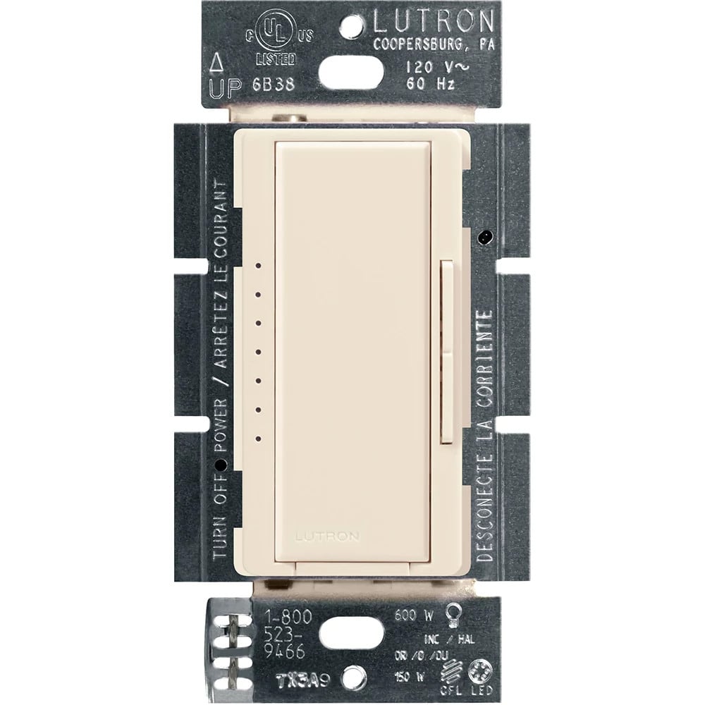 Lutron MACL-153MH-LA Maestro LED Dimmer Switch - 150W LED - 120V - Single Pole/Multi-Location - Finish: Matte Light Almond