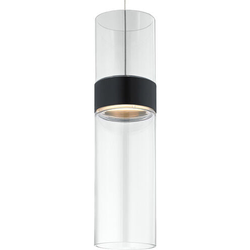 Visual Comfort Modern Collection 700FJMANCLCLBS-LED Sean Lavin Manette 1 Light 12 Inch Black/Satin Nickel FreeJack Pendant LED 6W 3000K Clear Glass