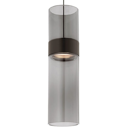 Visual Comfort Modern Collection 700FJMANTKTKBS-LED Sean Lavin Manette 1 Light 12 Inch Black/Satin Nickel FreeJack Pendant LED 6W 3000K Transparent Smoke