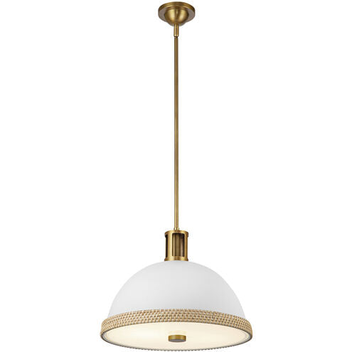 Alora Lighting PD331016MWVB Doral 2 Light 16.38 inch Matte White and Vintage Brass Pendant Ceiling Light