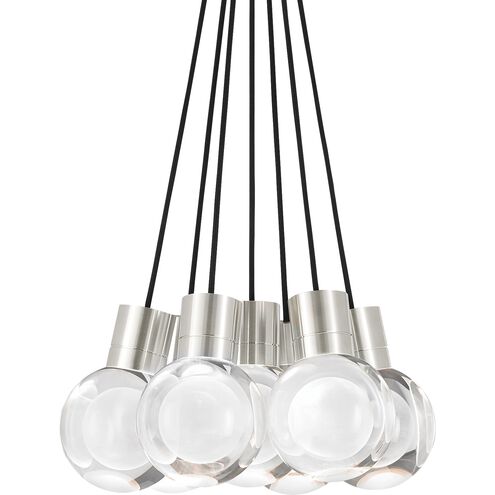Visual Comfort Modern Collection 700TDMINAP11CIS-LEDWD Sean Lavin Mina 11 LED 5 Inch Satin Nickel Pendant WD 2200K-3000K Laser-Etched Crystal Black/White Cord