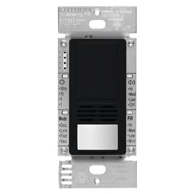 Lutron MS-A102-V-BL Maestro Dual-Tech Single Pole Vacancy Sensor Switch - Finish: Black