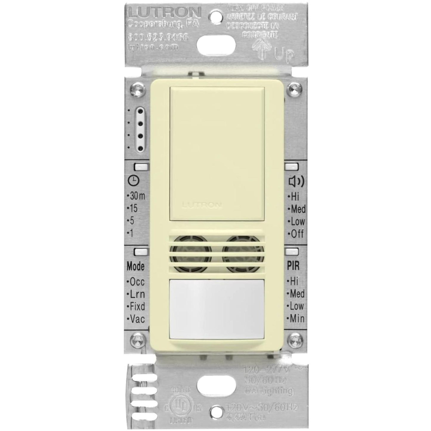 Lutron MS-B102-V-AL Maestro Dual-Technology Vacancy Motion Single Pole/3-Way Sensor Switch - 120-277V - Finish: Almond